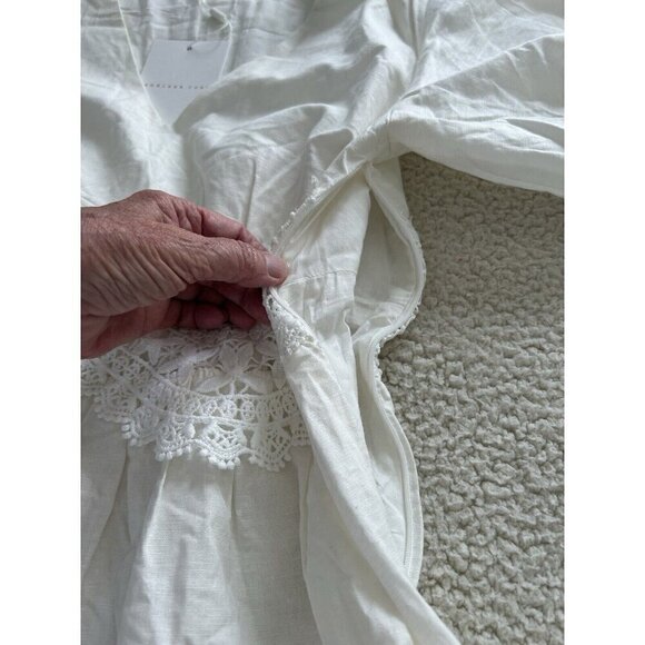 ENDLESS ROSE White Puff Sleeve V-Neck Lace Trim Mini Dress Sz M - Picture 11 of 16